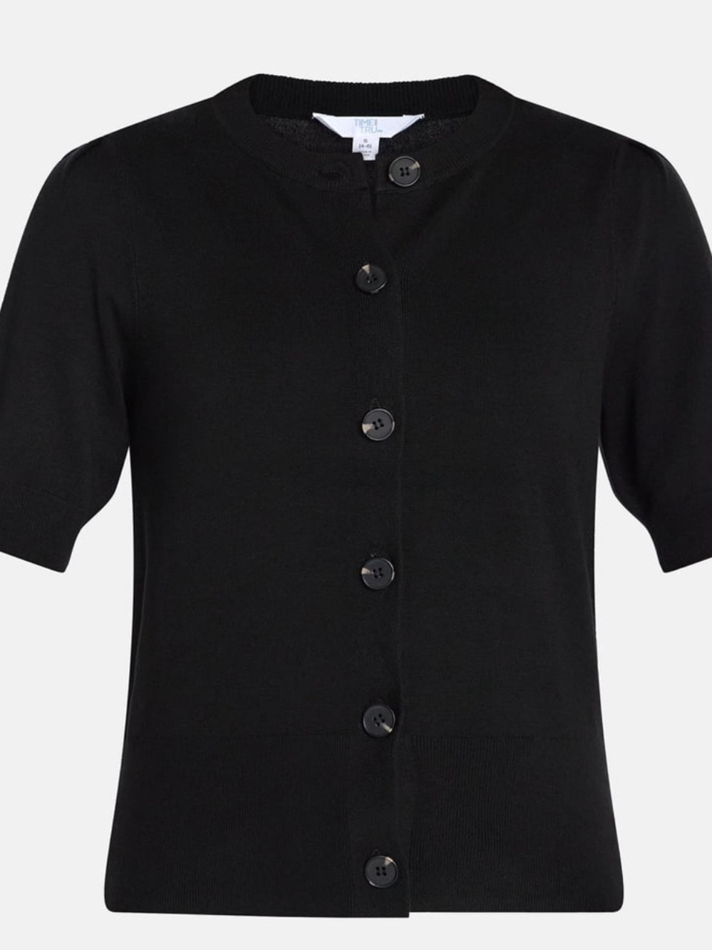 Time and Tru Women's Crewneck Cardigan with Short Sleeves